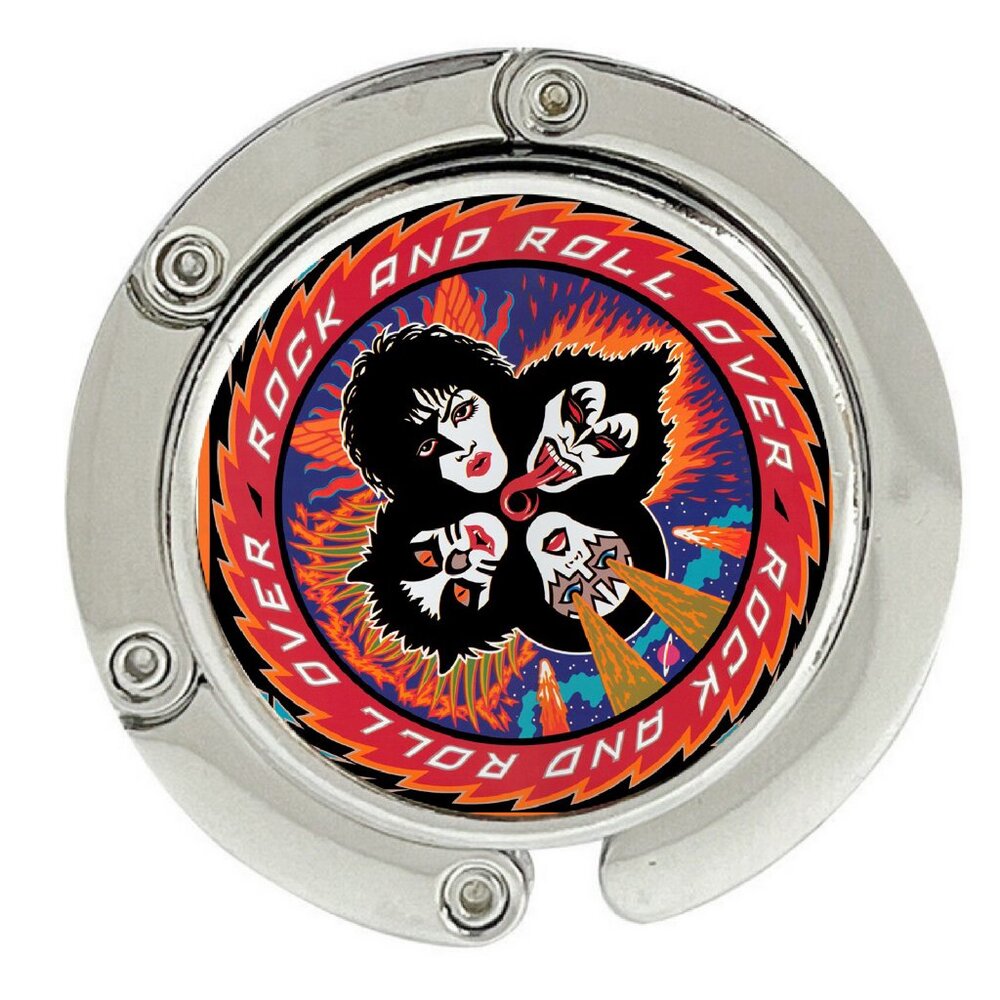 KISS Rock and Roll Over group Purse Hanger Foldble Hook Handbag Table Bag Holder